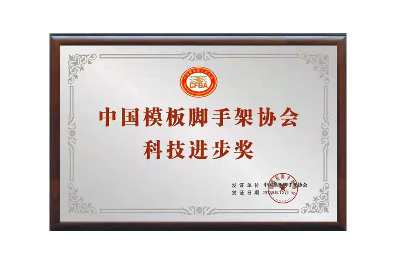中國(guó)模闆腳手架協會(huì)科(kē)技(jì)進步獎